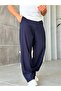 Ottoman Fabric Baggy Pants - Dark Blue - 4