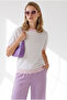 Women's White Pink Stripe Openwork Color Detailed Knitwear Blouse Blz-19003437 - 3