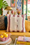Punch Embroidered Throw Pillow Cover - 43*43 cm - Mocha Letter H - Pnk001