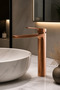 Matte Copper Bowl Sink Faucet Matte Bronze High Square Design Brass Sink Fixture Matte Bronze - 2
