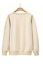 Women's Beige 9 Cat Printed Crew Neck Oversize Sweatshirt - 2