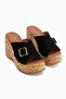 Kristin Black Wedge Heeled Women's Slippers - 3