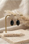 Handmade Navy Blue Ceramic Earrings with Brass Fittings