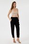 Women's Black Italian 100% Linen Waist-Tie Carrot Fit Pants Size 38 - 42 - 4