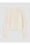 Xside White Crew Neck Bow Embroidered Women's Knitwear Cardigan - 7