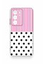 Realme C75 Compatible Pink Striped Polka Dot Patterned Silicone Case - 2