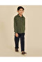 Boys Green Long Sleeve Two Pocket Flap Shirt - 5