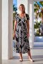 White-Black V-Neck Low Sleeve Casual Viscose Woven Dress 120 63 - 6
