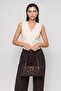 Women's Verona Belt Buckle Leather Look Multi-Compartment Bitter Brown Shoulder Bag - 4
