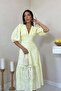 Women's Ecru Ruched Detailed Lace Brode Dress - 3