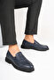 Genuine Leather Men's Loafer Moccasin Classic Shoes Comfort Navy Blue Prato - 4