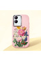 Vivo Y28 Compatible Case Camera Protective Pink Silicone Couple Phone Case with Floral Pattern