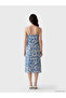 Original V-Neck Patterned Rope Strap Dress - 4