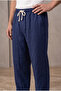 Men's Navy Blue Muslin Look Baggy Sweatpants Loose Fit Comfortable Oversize - 8