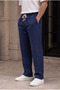 Men's Navy Blue Muslin Look Baggy Sweatpants Loose Fit Comfortable Oversize - 4
