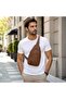 Men's Multi-Use Waterproof Chest Bag with USB Charging Port and Multiple Pockets with Adjustable Strap - Brown - 3