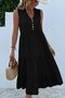 Women's Strappy V-Neck Buttoned Front Midi Viscose Dress - 2