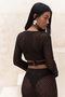 Anse Button Detail Brown Knitwear Set - 6