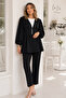 V-Neck Balloon Sleeve Set S0077 Black - 3