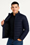 Men's Bomber Jacket Water Repellent Quilted Lined Zipper Pocket Jacket - Navy Blue