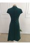 Women's Short Sleeve Court Collar Slit Midi Imported Crepe Dress - 6