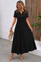 Women's Short Sleeve Lace Button Detailed Long Waffle Dress - 2