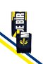 Yellow Navy Blue Palamutlu Unisex Woven Scarf with Uv Protection Box Gift - 3