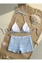 Blue Boxer Model Bikini Set - 6