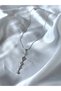 Women's Silver Color Stone Star Detailed Dangle Steel Necklace - 2