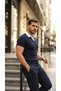 Men's Patterned Short Sleeve Knitwear T-Shirt - 100% Cotton Acrylic - 5