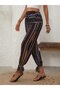 Women's High Waist Patterned Cuffed Trousers with Side Slits in Single Jersey Fabric - 2