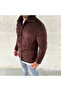 Men's Plush Fleece Cardigan Shirt – Collared, Button-Down, Chest Pocket, Soft Textured Winter Regular Fit - 3