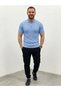 Men's Summer Knitwear Hair Knit T-Shirt Short Sleeve Polo Collar Zippered T-Shirt - Baby Blue - 4