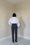 Women's Smoked High Waist Slim Fit Woven Trousers with Side Pockets - 4