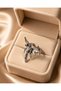 Antique Silver Color Gothic Design Adjustable Women's Ring with Mystical Winged Fairy Figure - 3