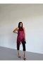 Women's Burgundy Halter Neck Lace Embroidered Asymmetrical Satin Blouse Hzl26S-Fry123901 - 5