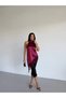 Women's Burgundy Halter Neck Lace Embroidered Asymmetrical Satin Blouse Hzl26S-Fry123901 - 6