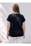 Black Plus Size Women's T-Shirt with Lace Detail - 4