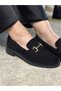 Daily Women's Black Loafer Classic Patterned Sole Buckle Oval Toe Moccasin Shoes 120 - 5