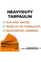 Heavy Duty Tarpaulin-Multi-Purpose Waterproof Cover, UV and Tear Resistant, Orange, 15x15 Meter - 2