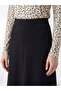 Özmarka New Season Black Elastic Waist Modal Textured Flared Skirt - 3