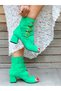 Ellas Green Calf Suede Buckle Summer Boots Sandals - 2
