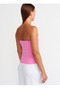 Women's Pink Strapless Blouse Seamless Stretchy Crop Top Bustier - 2