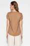 Women's Tan Button Detailed Short Sleeve Comfortable Fit Blouse 60286443 - 5