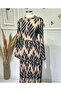 Women's New Season Elegant Patterned Viscose Fabric Dress with Elastic Sleeves - 4