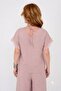 Women's Italian Tie-Back Silk Detailed Linen Blouse - 2