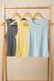 3 Pieces of Ribbed Fitted Viscose Blended Strappy T-Shirt