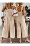 Women's Strappy Gipe Detailed Pocketed Long Jumpsuit