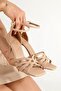 Satin Look High Heeled Evening Dress Shoes Multi-Strap Heeled Sandals Thinex - 6