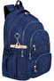 Crinkle Fabric School Backpack Set of 3 with Thermal Lunch Bag and Pen Holder, Navy Blue with Monkey Keychain Gift - 4